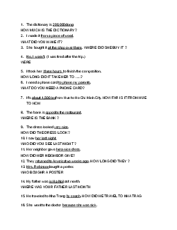 Câu hỏi ôn tập học phần Tiếng anh cơ bản