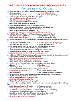 TOP 400 câu trắc nghiệm lịch sử mức độ nhận biết ôn thi THPT Quốc gia (có đáp án)