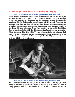 Văn mẫu lớp 6 Chân trời sáng tạo bài Viết đoạn văn ghi lại cảm xúc về bài thơ Đêm nay Bác không ngủ