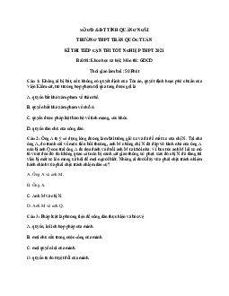 Đề thi thử THPT Quốc gia 2021 môn GDCD trường Nguyễn Trung Thiên lần 1 có đáp án