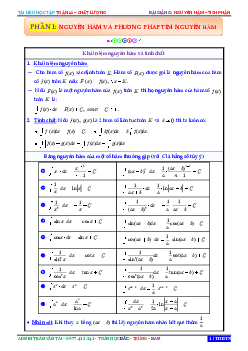 Nguyên hàm và các phương pháp tìm nguyên hàm – Trần Văn Tài Toán 12