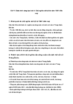 Sử 11 Chân trời sáng tạo bài 4: Chủ nghĩa xã hội từ năm 1991 đến nay