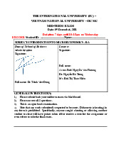 Midterm Exam Môn Kinh tế vi mô | Trường Đại học Quốc tế, Đại học Quốc gia Thành phố Hồ Chí Minh