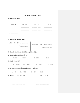 Đề ôn tập ở nhà lớp 3 số 27 có đáp án - (Ngày 01/4)