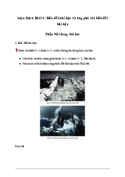 Giải Địa lí lớp 6 Bài 14: Biến đổi khí hậu và ứng phó với biến đổi khí hậu - Chân Trời Sáng Tạo