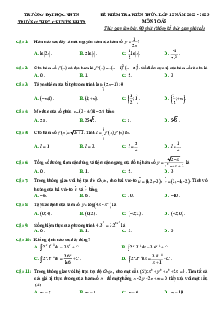 Đề kiểm tra kiến thức Toán 12 năm 2022 – 2023 trường THPT chuyên KHTN – Hà Nội