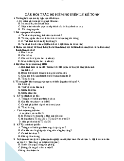 Câu hỏi trắc nghiệm nguyên lý kế toán