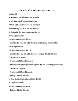 Các câu hỏi triết học Mác – Lênin học phần Triết học Mac-Lênin