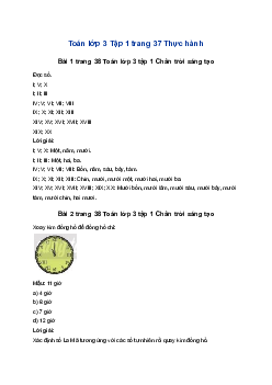 Toán lớp 3 trang 38 Làm quen với chữ số La Mã Chân trời sáng tạo