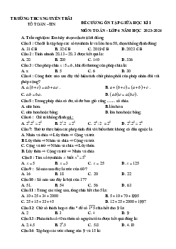 Đề cương giữa học kì 1 Toán 6 năm 2023 – 2024 trường THCS Nguyễn Trãi – Quảng Trị