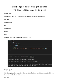 Tin học 10 Bài 21: Câu lệnh lặp while - Kết Nối Tri Thức