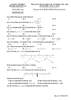 Đề khảo sát chất lượng Toán 12 lần 1 năm 2019 – 2020 trường Yên Lạc – Vĩnh Phúc