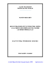 Quản lý hoạt động tư vấn tâm lý học đường ở các trường phổ thông dân tộc nội trú cấp huyện tỉnh Bắc Kạn