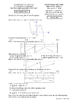 Đề kiểm tra giữa HK1 Toán 12 năm 2019 – 2020 trường Nguyễn Công Trứ – TP HCM