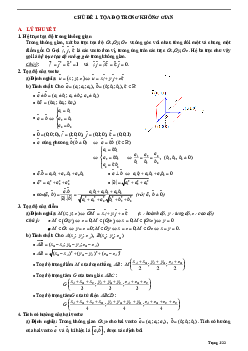 Tóm tắt lý thuyết và bài tập trắc nghiệm tọa độ trong không gian Toán 12