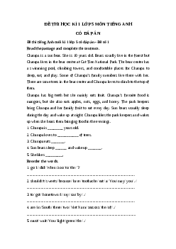 Bộ 13 đề thi tiếng Anh lớp 5 học kì 1 năm 2023 - 2024