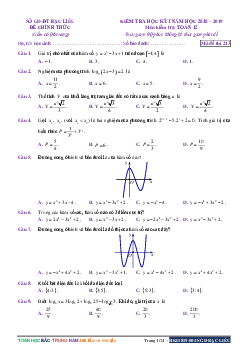 Đề kiểm tra học kỳ 1 Toán 12 năm học 2018 – 2019 sở GD và ĐT Bạc Liêu