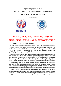 Bài tập nhóm môn Công nghệ in đề tài "Các giải pháp gia tăng giá trị sản phẩm in khi dùng máy in Flexo khổ nhỏ"