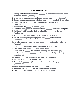 WORDFORM C1 - C2 - Bài tập word formation level C1, C2