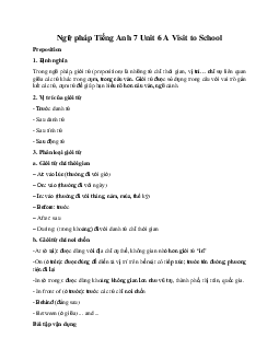 Ngữ pháp Tiếng Anh 7 Unit 6 A Visit to School