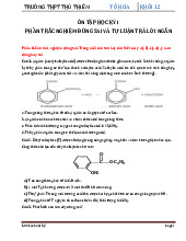 Đề cương Ôn tập HKI trắc nghiệm đúng sai và tự luận trả lời ngắn môn Hóa học 12