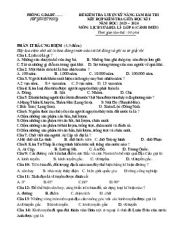 Đề thi giữa học kì 1 môn Lịch sử - Địa lí 6 năm 2023 - 2024 sách Cánh diều | Đề 4