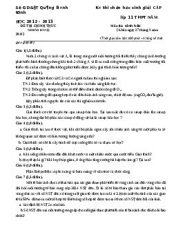 Đề thi học sinh giỏi lớp 11 THPT tỉnh Quảng Bình năm học 2012 - 2013 môn Sinh học| Kết nối tri thức