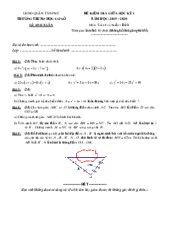Đề kiểm tra giữa HK1 Toán 8 năm 2019 – 2020 trường Lê Anh Xuân – TP HCM