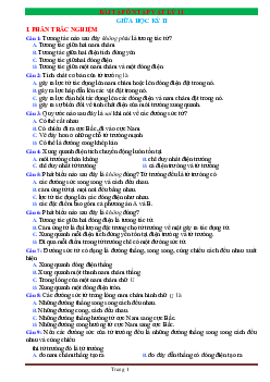 Đề cương ôn tập môn Lý 11 giữa học kỳ 2 năm học 2020-2021