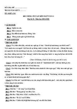 Đề cương ôn tập học kì 2 môn Ngữ văn lớp 11 năm 2022 - 2023