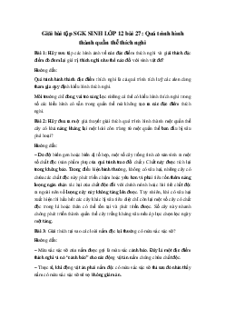 Giải bài tập SGK Sinh học lớp 12 bài 27: Quá trình hình thành quần thể thích nghi