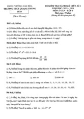 Đề giữa kì 1 Toán 6 năm 2025 – 2026 trường THCS Quang Trung – TP HCM