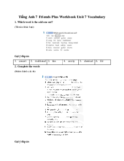 Tiếng Anh 7 Friends Plus Workbook Unit 7 Vocabulary