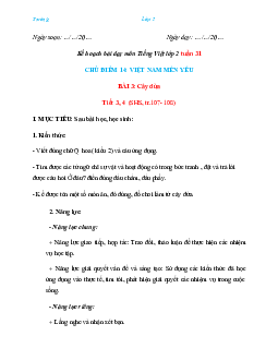 Bài 3 Tuần 31 Tiết 3, 4 | Giáo án Tiếng Việt 2 học kì 2 | Chân trời sáng tạo