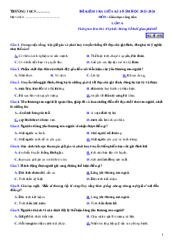 Đề thi giữa học kì 1 môn Giáo dục công dân 6 năm 2023 - 2024 sách Kết nối tri thức với cuộc sống | Đề 3