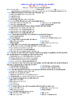 Đề thi giữa HK2 Địa 12 năm 2022-2023 (có đáp án) (Đề 4)