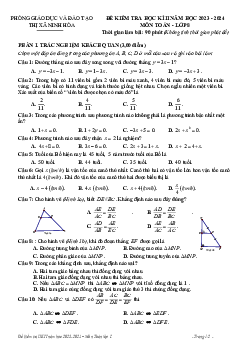 Đề thi học kì 2 Toán 8 năm 2023 – 2024 phòng GD&ĐT Ninh Hòa – Khánh Hòa