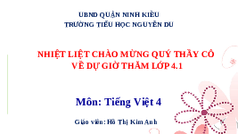 Giáo án điện tử Tiếng Việt 4 Bài 7 Cánh diều: Luyện tập về động từ
