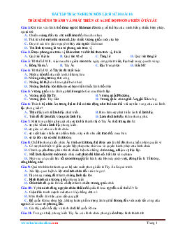 Trắc nghiệm Sử 10 Bài 10 có: Thời kì hình thành và phát triển của chế độ phong kiến Ở Tây Âu (có đáp án)