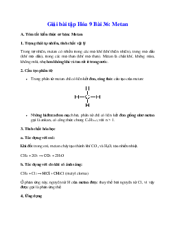 Giải Hóa 9 Bài 36: Metan