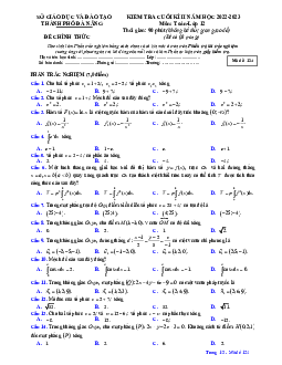 Đề kiểm tra cuối học kì 2 Toán 12 năm 2022 – 2023 sở GD&ĐT Đà Nẵng