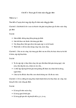 Giải Hoạt động trải nghiệm 11: Tham gia tổ chức cuộc sống gia đình | Chân trời sáng tạo
