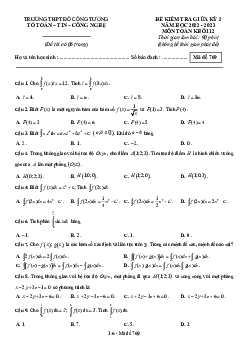 Đề giữa kỳ 2 Toán 12 năm 2022 – 2023 trường THPT Đỗ Công Tường – Đồng Tháp