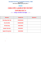 Chemistry laboratory report experiment 4  | Bài báo cáo học phần Chemistry Laboratory | Trường Đại học Quốc tế, Đại học Quốc gia Thành phố Hồ Chí Minh