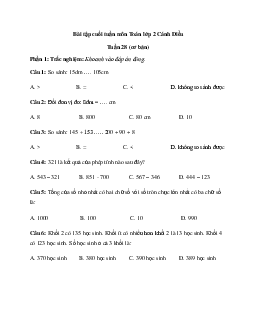 Bài tập cuối tuần Toán lớp 2 Cánh diều - Tuần 28