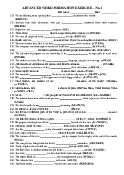 Advanced word formation exercise