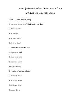 Phiếu bài tập ở nhà tiếng Anh lớp 3 - Ngày 23/04