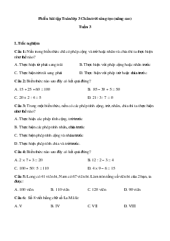 Phiếu bài tập cuối tuần lớp 3 môn Toán nâng cao Chân trời - Tuần 6 (nâng cao)