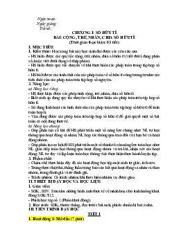 Giáo án Toán 7 C1 - Bài 2. Cộng, trừ, nhân, chia số hữu tỉ | Cánh diều