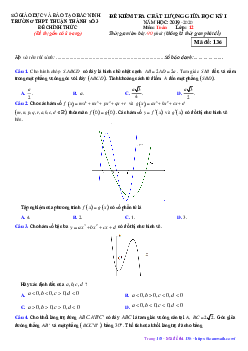Đề thi giữa học kỳ 1 Toán 12 năm 2019 – 2020 trường Thuận Thành 3 – Bắc Ninh